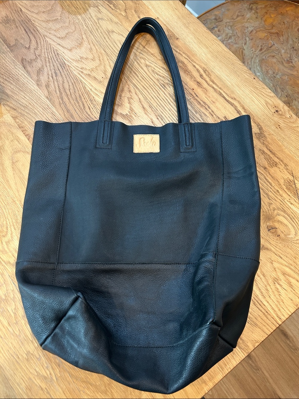 Sseko Black Leather Tote